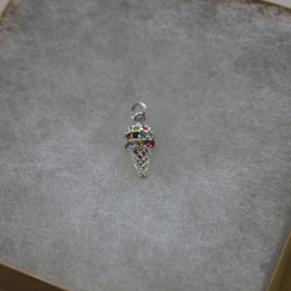 3D Jewel Encrusted Ice Cream Cone Charm - Picture 2 of 2